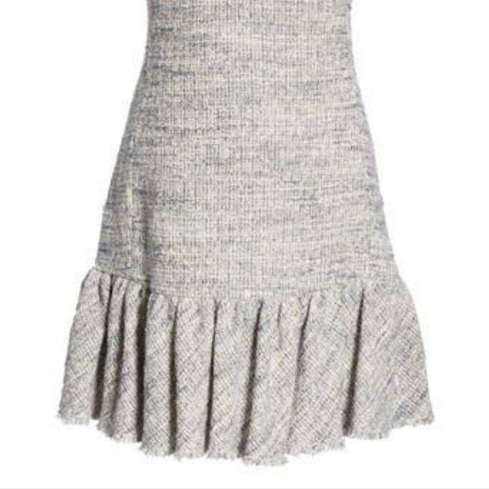 REBECCA TAYLOR Sleeveless V neck Tweed blue grey Ruffle Hem Sheath Dress… - Picture 16 of 16